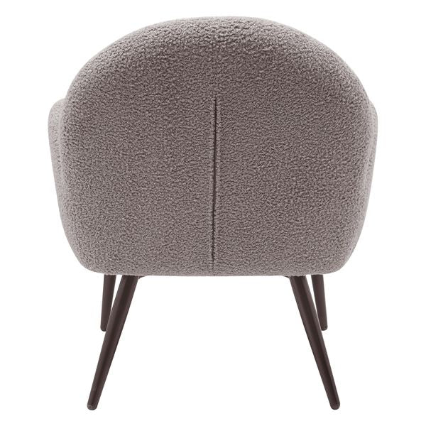 Fauteuil tissu effet laine bouclette gris foncé