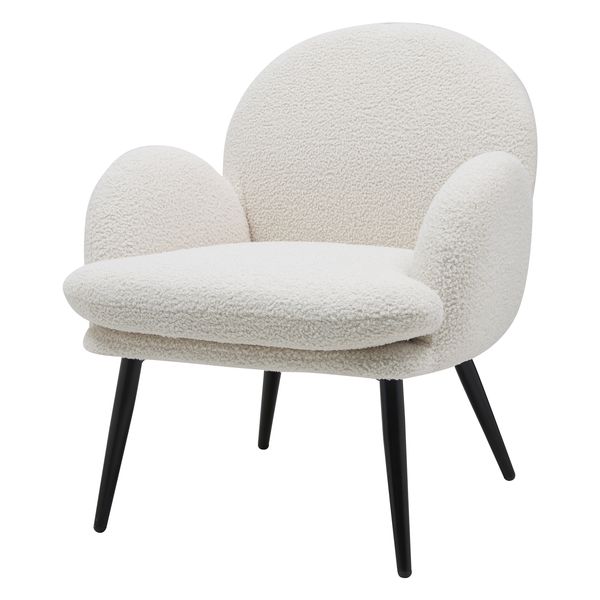 Fauteuil tissu effet laine bouclette blanc
