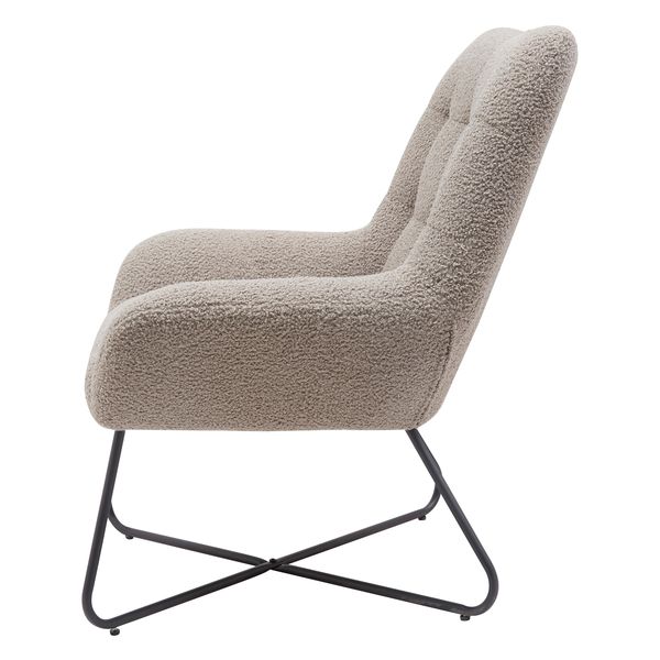 Fauteuil tissu effet laine bouclette gris foncé