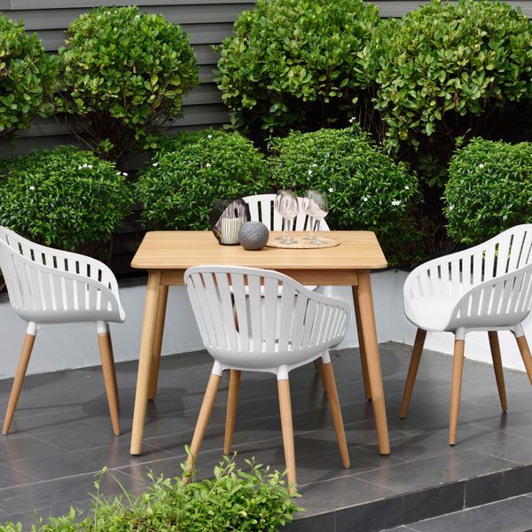 Table repas carré outdoor 95cm eucalyptus