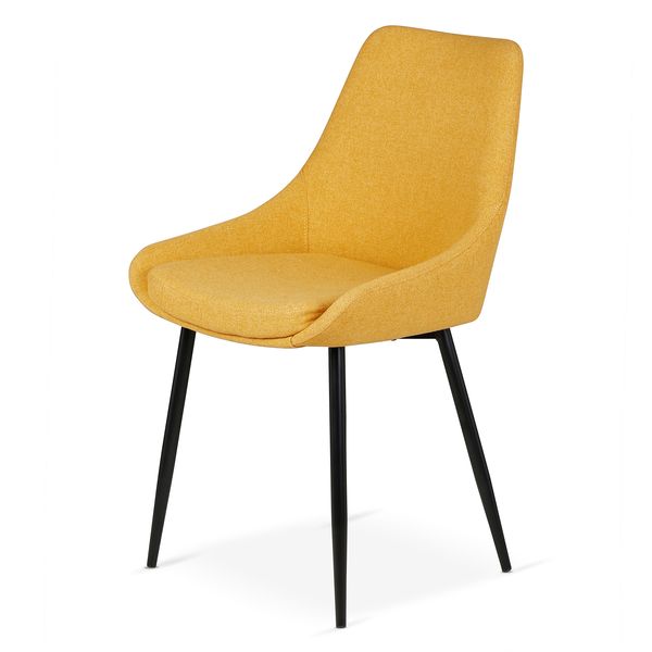 Chaise en tissu jaune moutarde