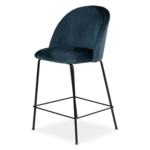 Chaise snack velours gris bleu