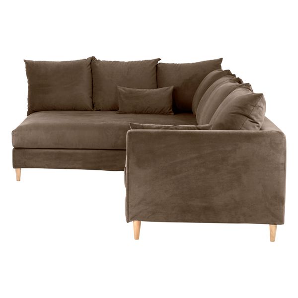 Canapé d'angle convertible velours taupe - Angle gauche