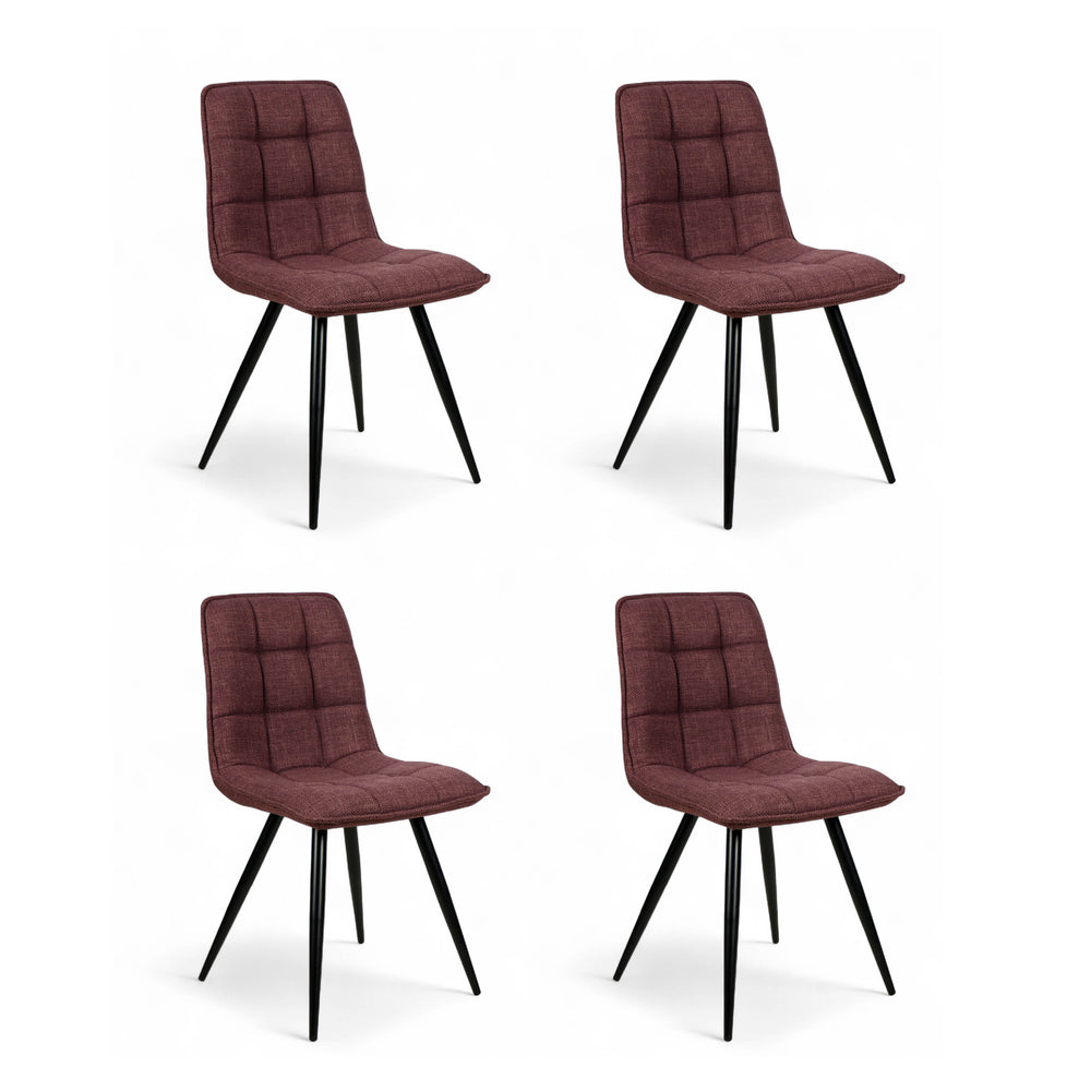 Chaise repas tissu pourpre (lot de 4)