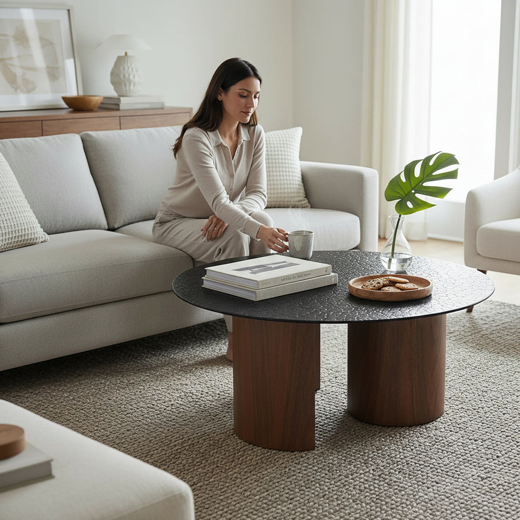 Table basse 80 cm en verre fumé