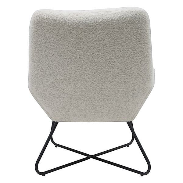 Fauteuil tissu effet laine bouclette blanc