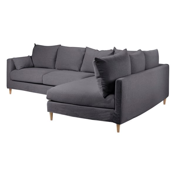 Canapé d'angle tissu recyclé anthracite - Angle droite