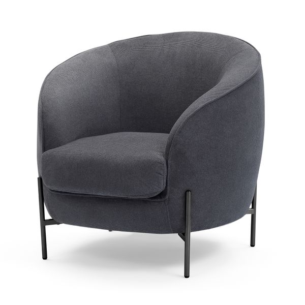 Fauteuil tissu anthracite pieds noirs