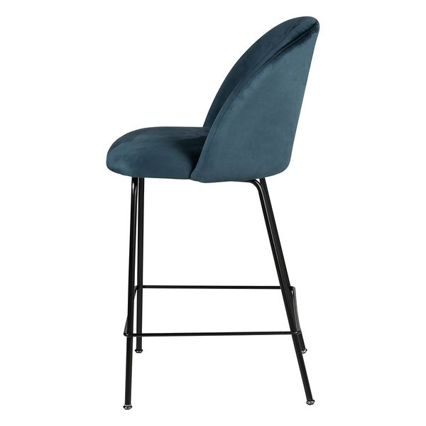 Chaise snack velours gris bleu