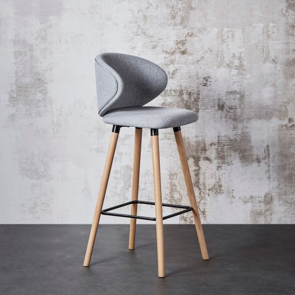 Chaise de bar tissu gris clair