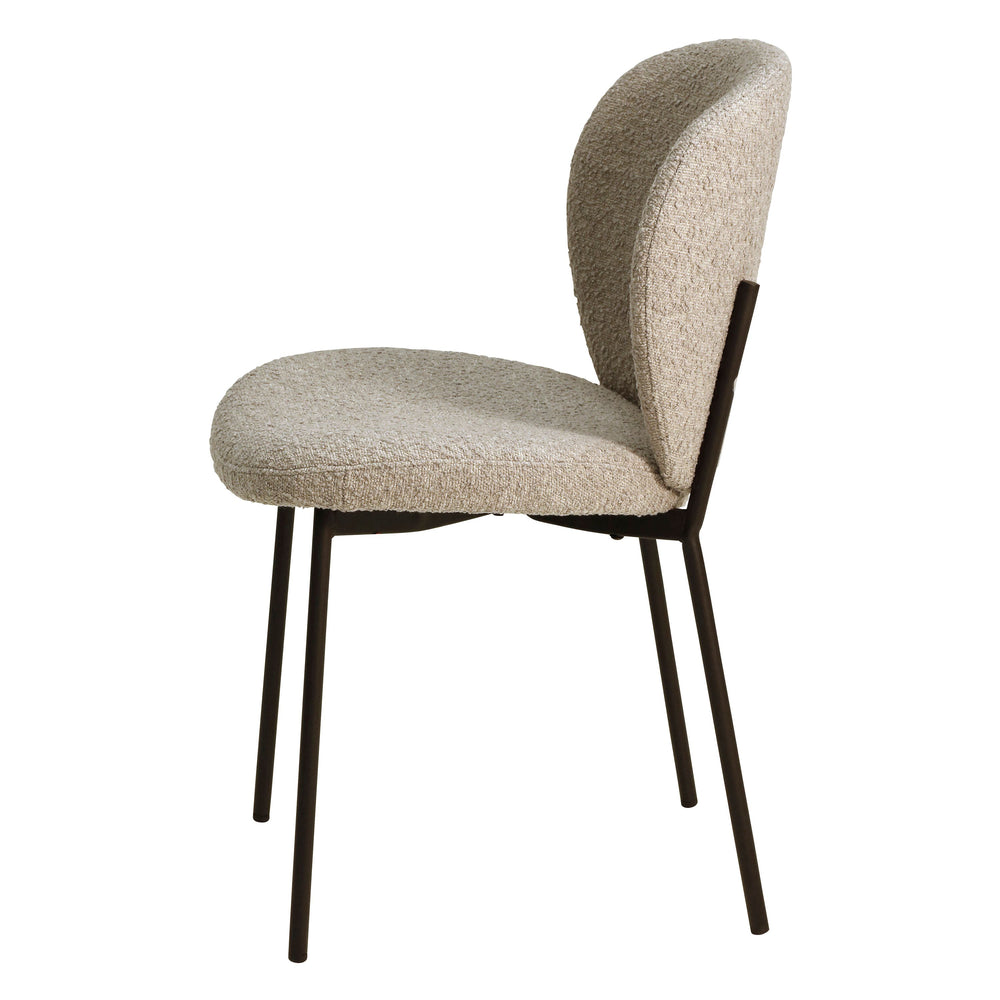 Chaise repas effet laine bouclette sable