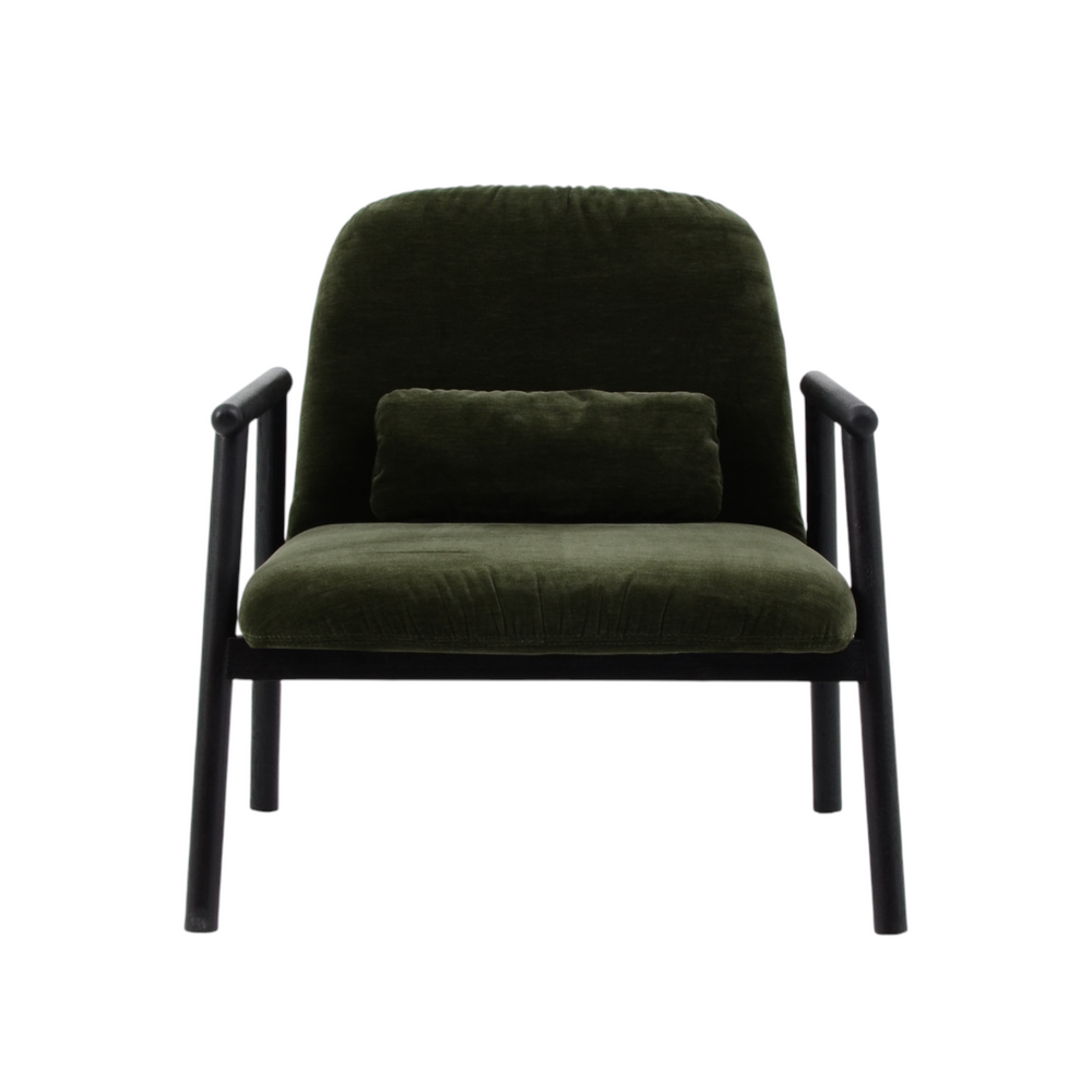 Fauteuil avec accoudoir en tissu vert foncé