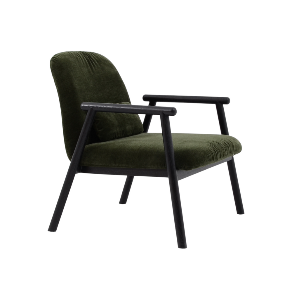 Fauteuil avec accoudoir en tissu vert foncé