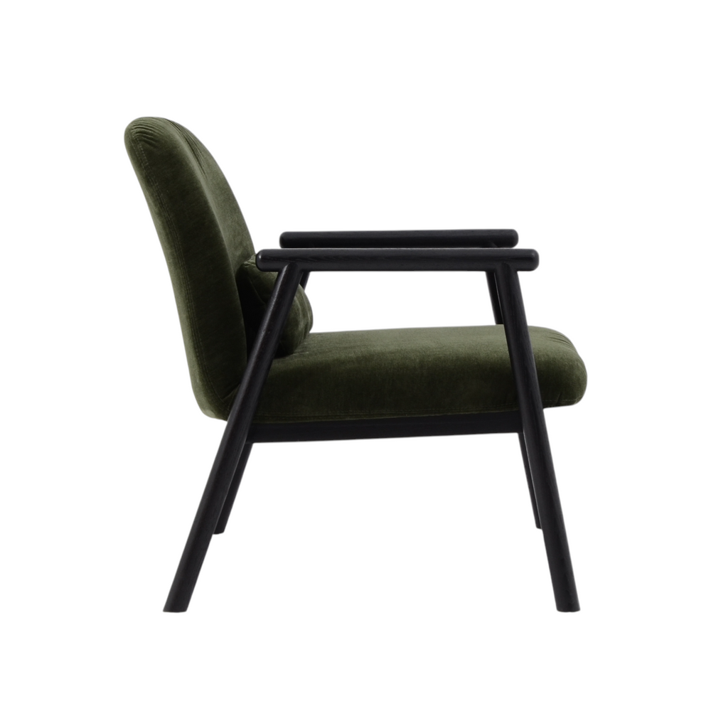 Fauteuil avec accoudoir en tissu vert foncé