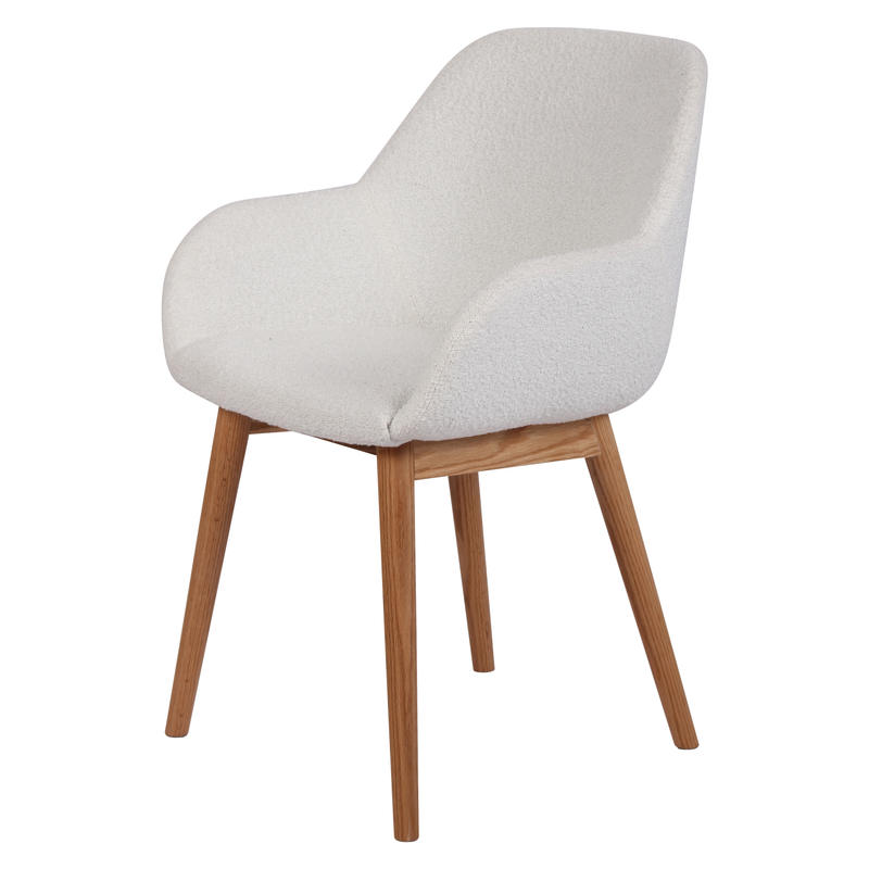 Chaise repas effet laine bouclette blanche