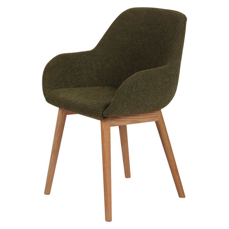 Chaise repas effet laine bouclette kaki