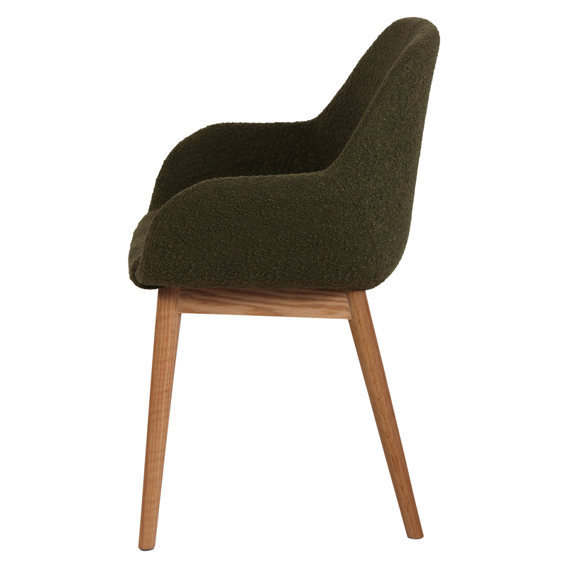 Chaise repas effet laine bouclette kaki