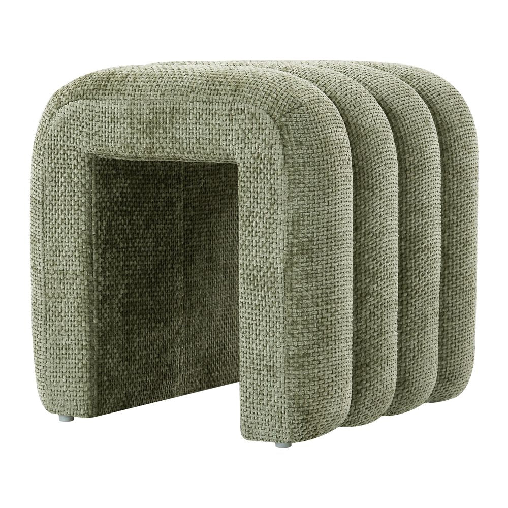 Pouf tissu chenillé vert amande
