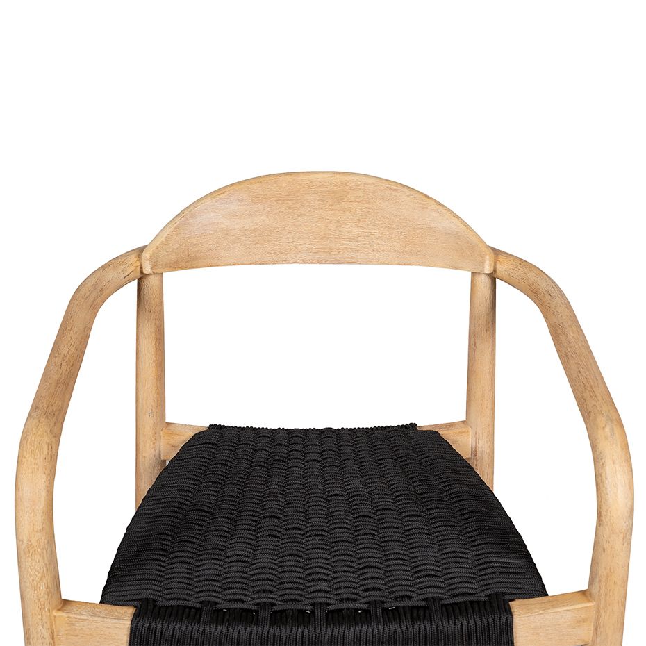 Chaise snack Eucalyptus et corde noire