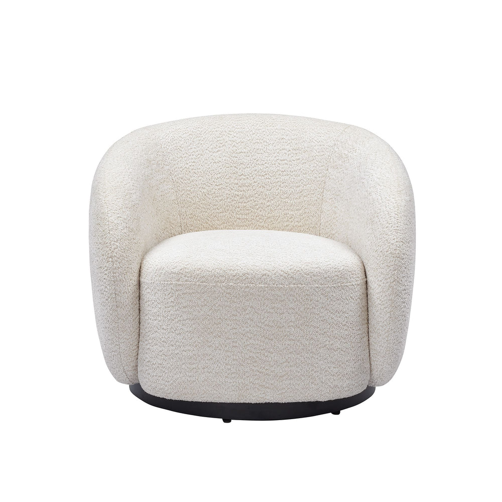 Fauteuil pivotant en tissu effet bouclette beige ASSA