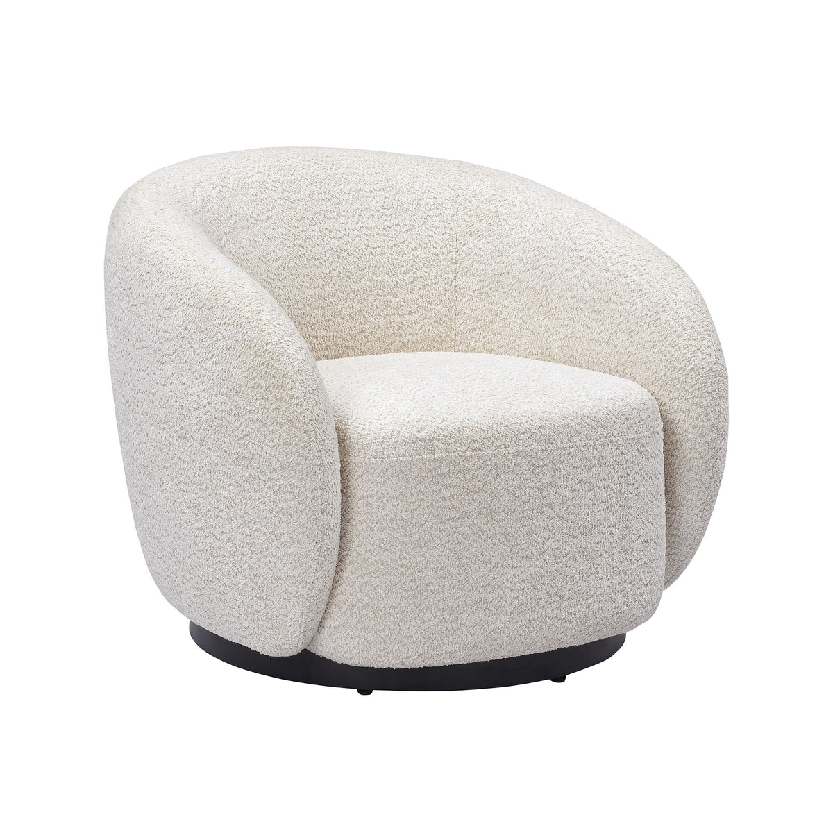 Fauteuil pivotant en tissu effet bouclette beige ASSA