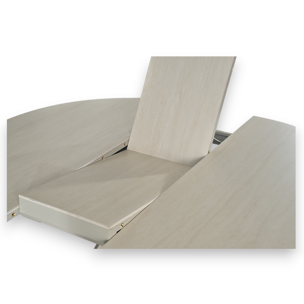 Table repas céramique blanche 100 cm avec allonge