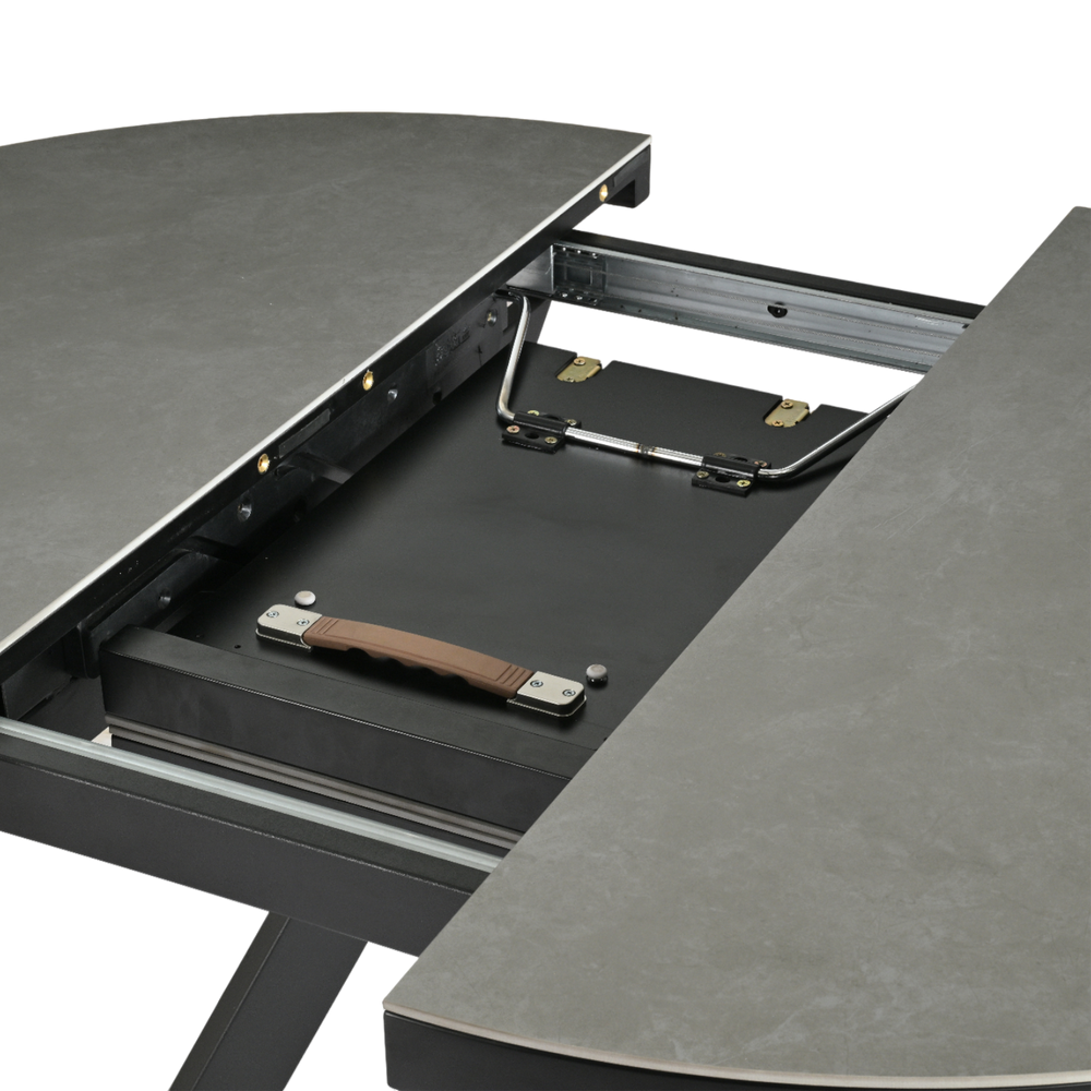 Table repas céramique grise 100 cm avec allonge