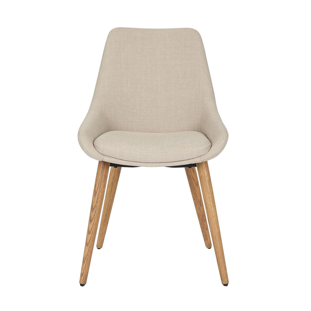 Chaise repas en tissu crème pied chêne