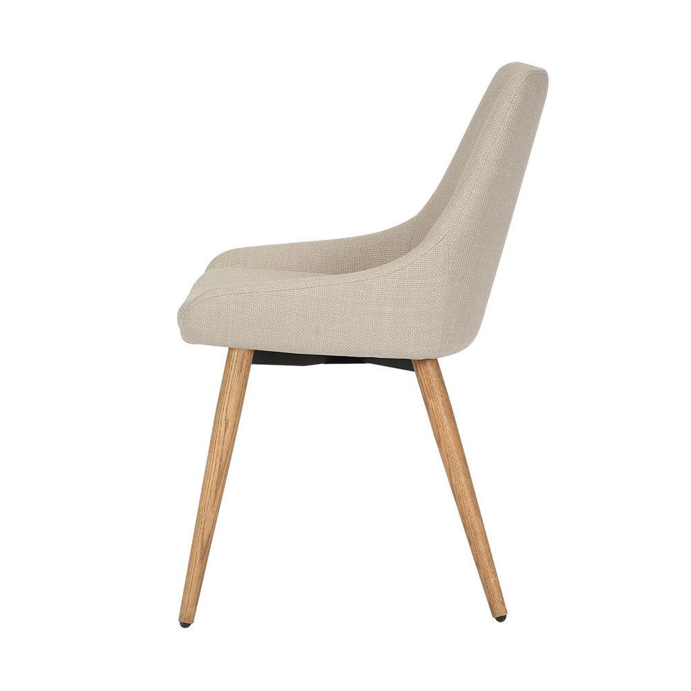 Chaise repas en tissu crème pied chêne