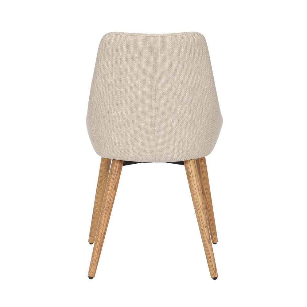 Chaise repas en tissu crème pied chêne