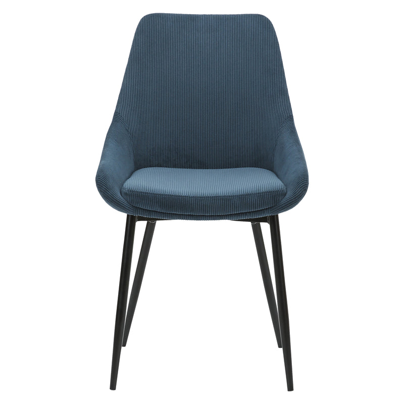 Chaise en velours côtelé bleu figuerolles