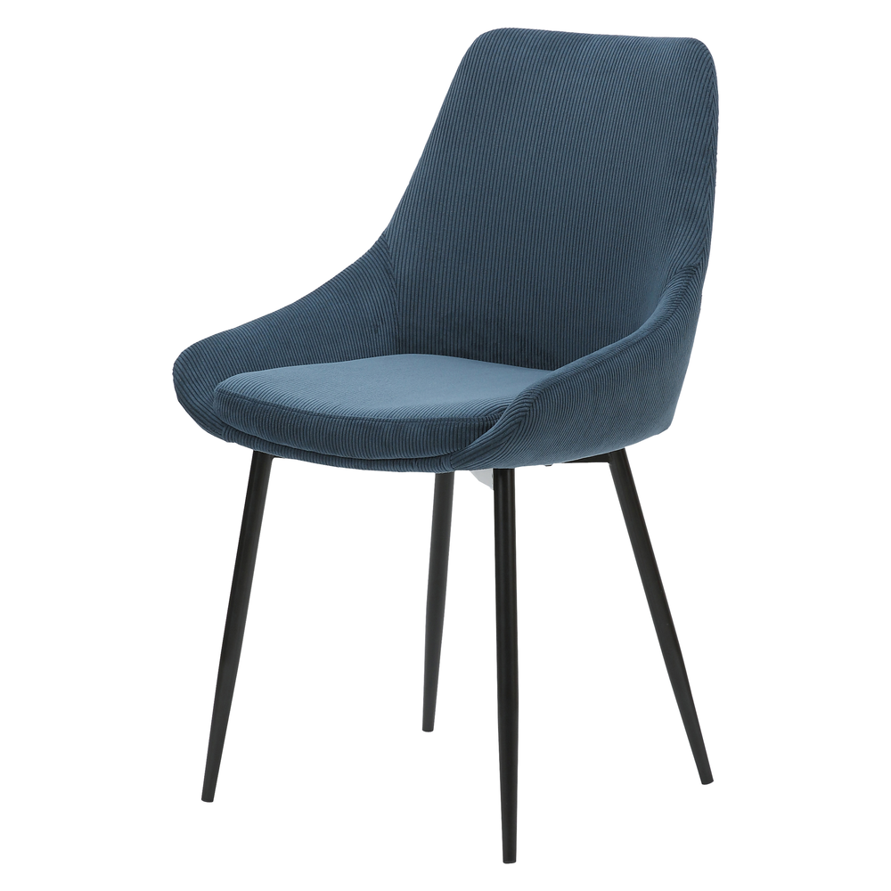 Chaise en velours côtelé bleu figuerolles