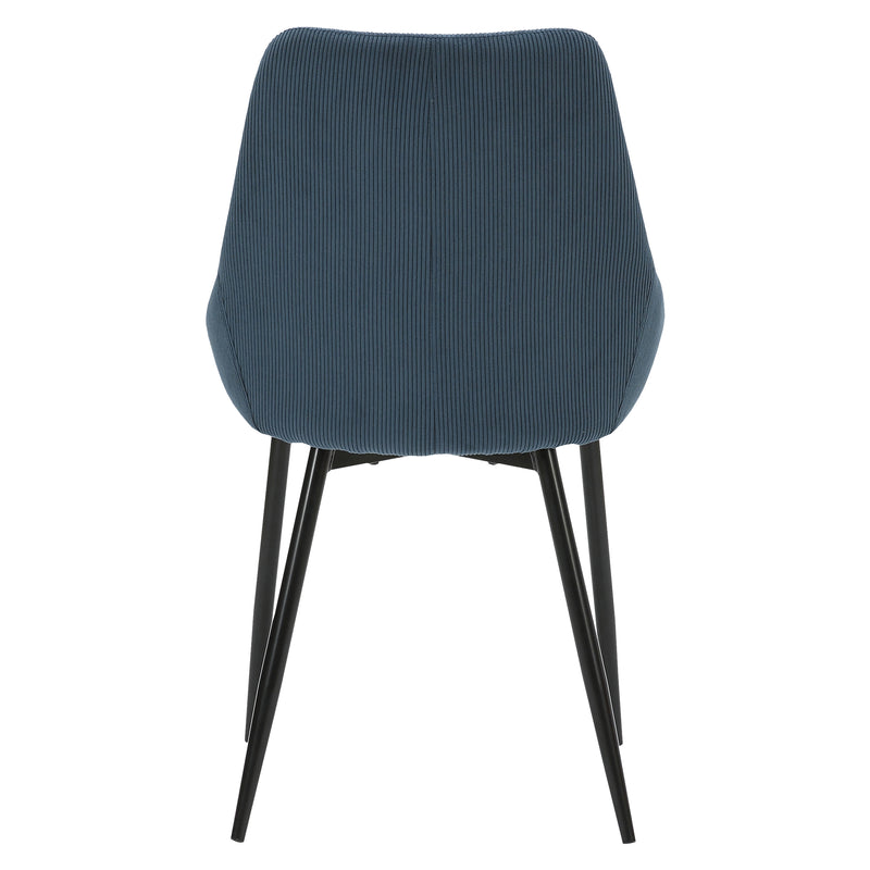 Chaise en velours côtelé bleu figuerolles