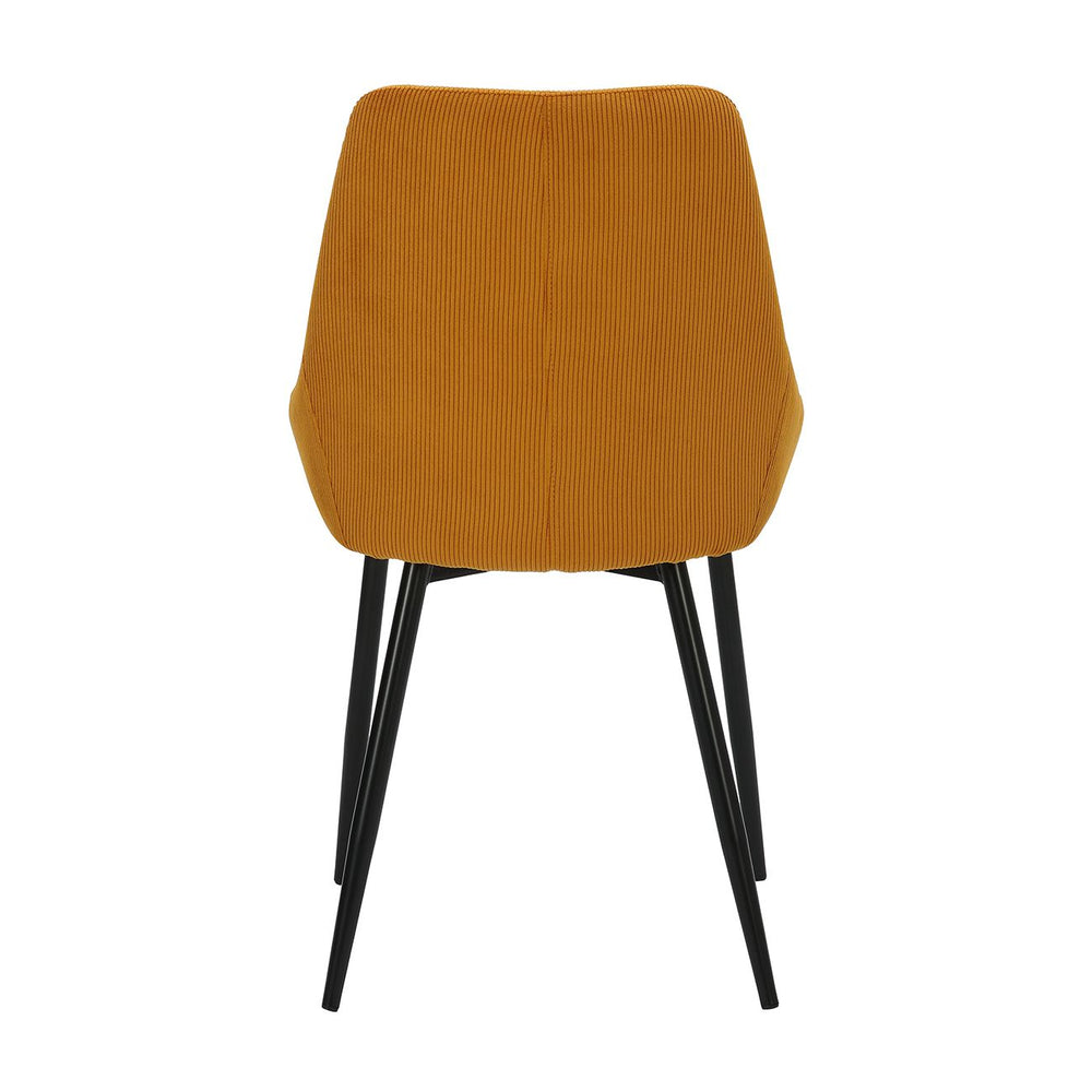 Chaise en velours côtelé jaune curry
