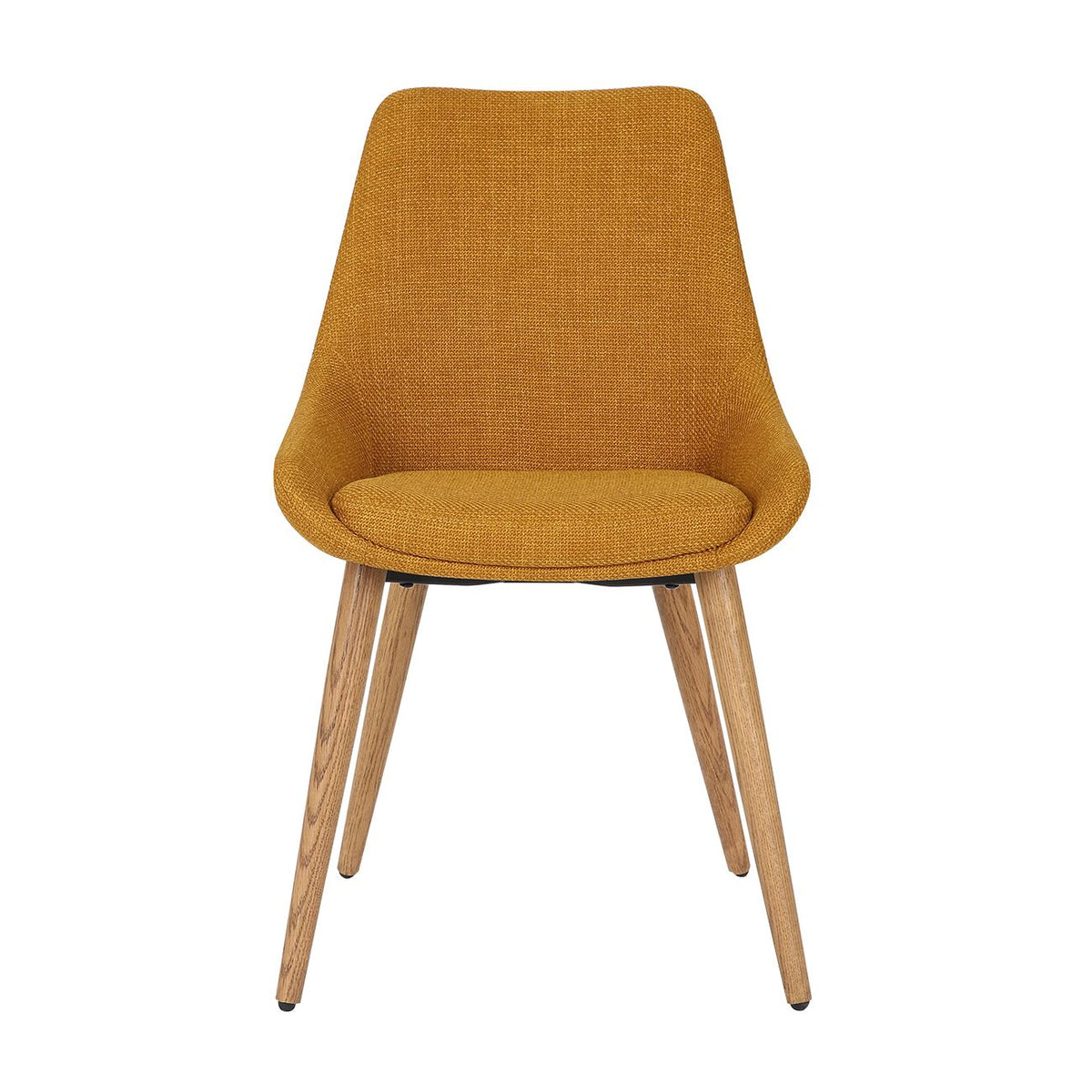 Chaise repas en tissu ocre pied chêne