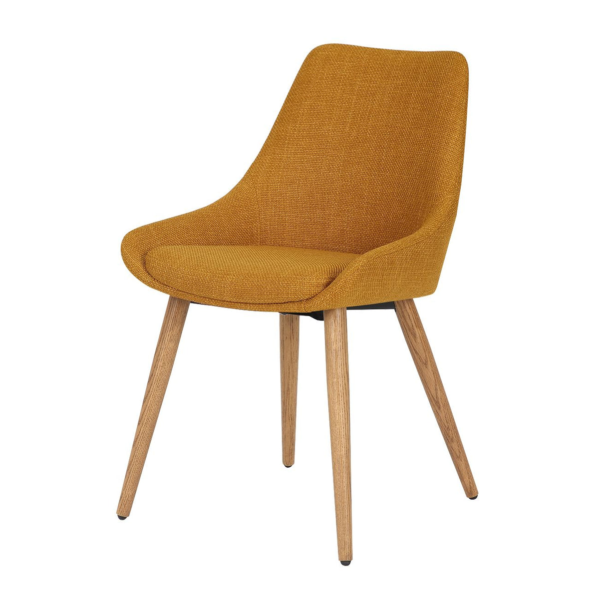 Chaise repas en tissu ocre pied chêne