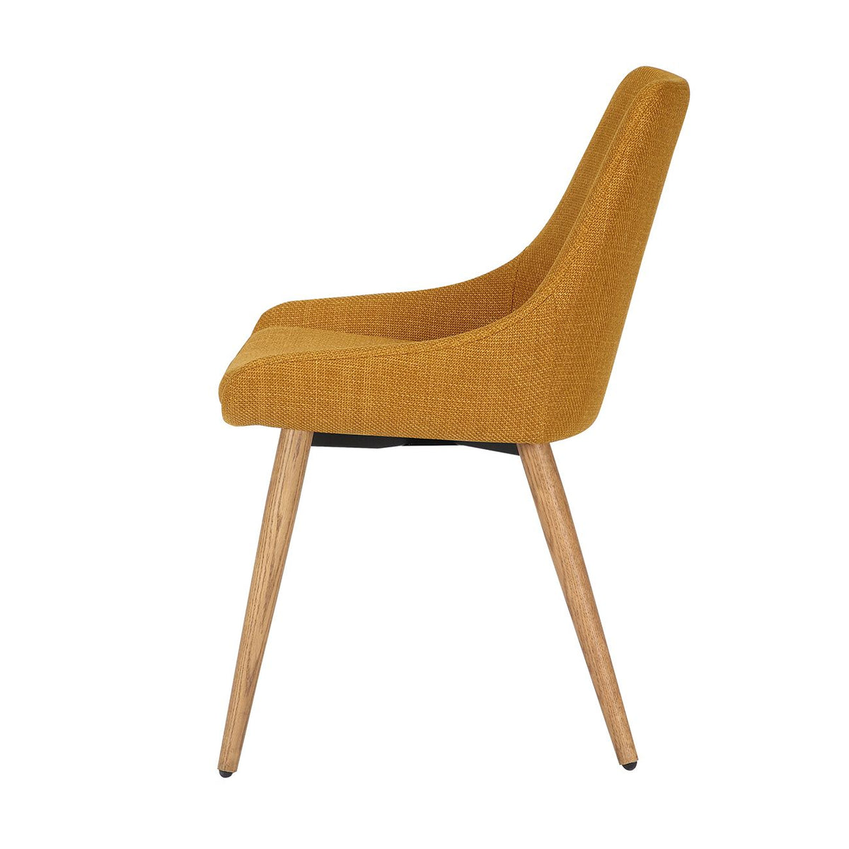Chaise repas en tissu ocre pied chêne