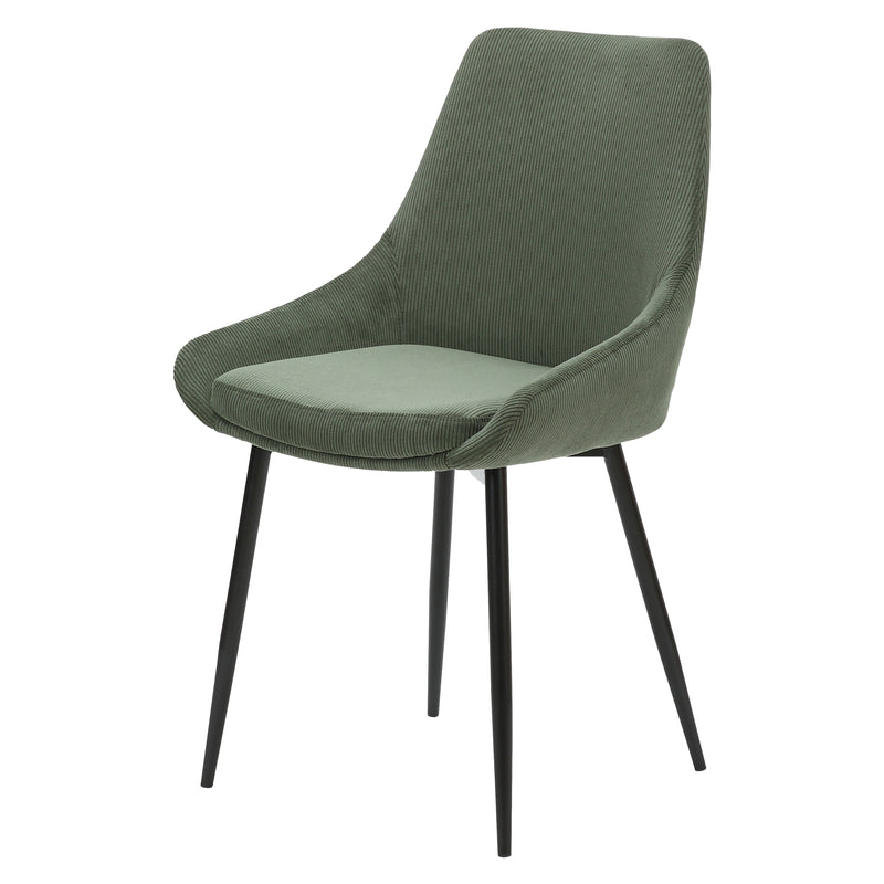 Chaise en velours côtelé vert kaki