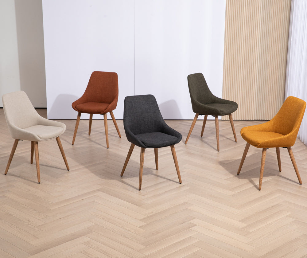 Chaise repas en tissu kaki pied chêne