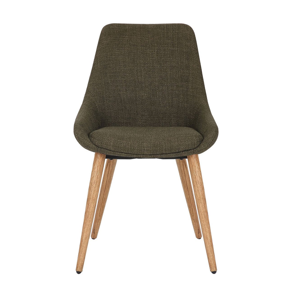 Chaise repas en tissu kaki pied chêne