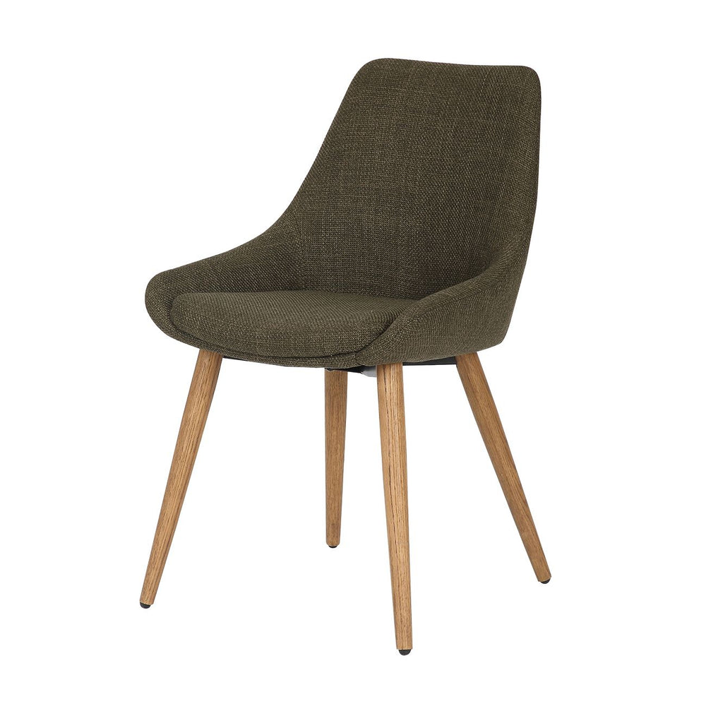 Chaise repas en tissu kaki pied chêne