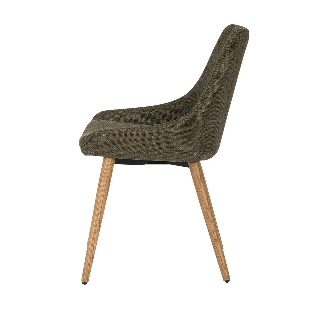 Chaise repas en tissu kaki pied chêne