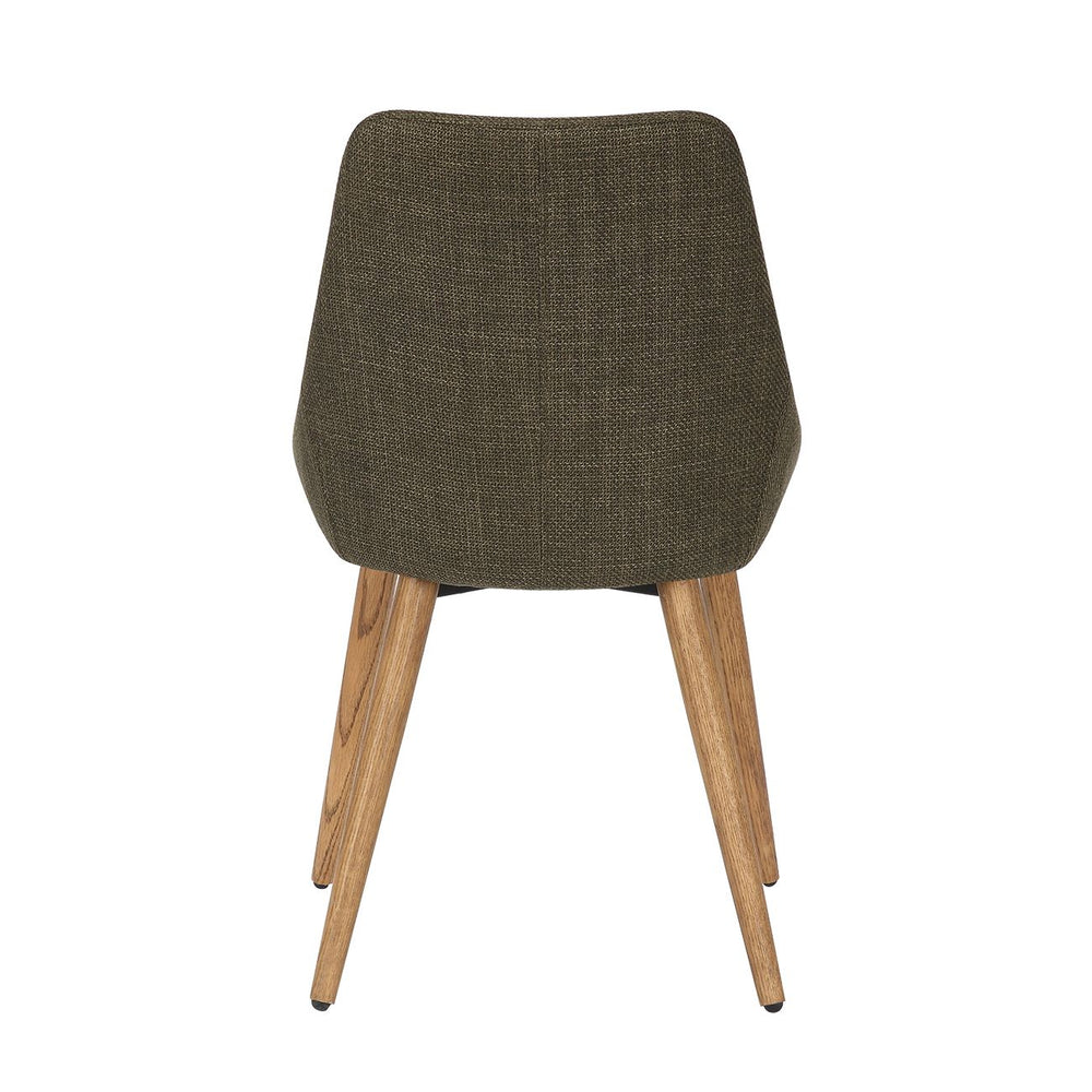 Chaise repas en tissu kaki pied chêne