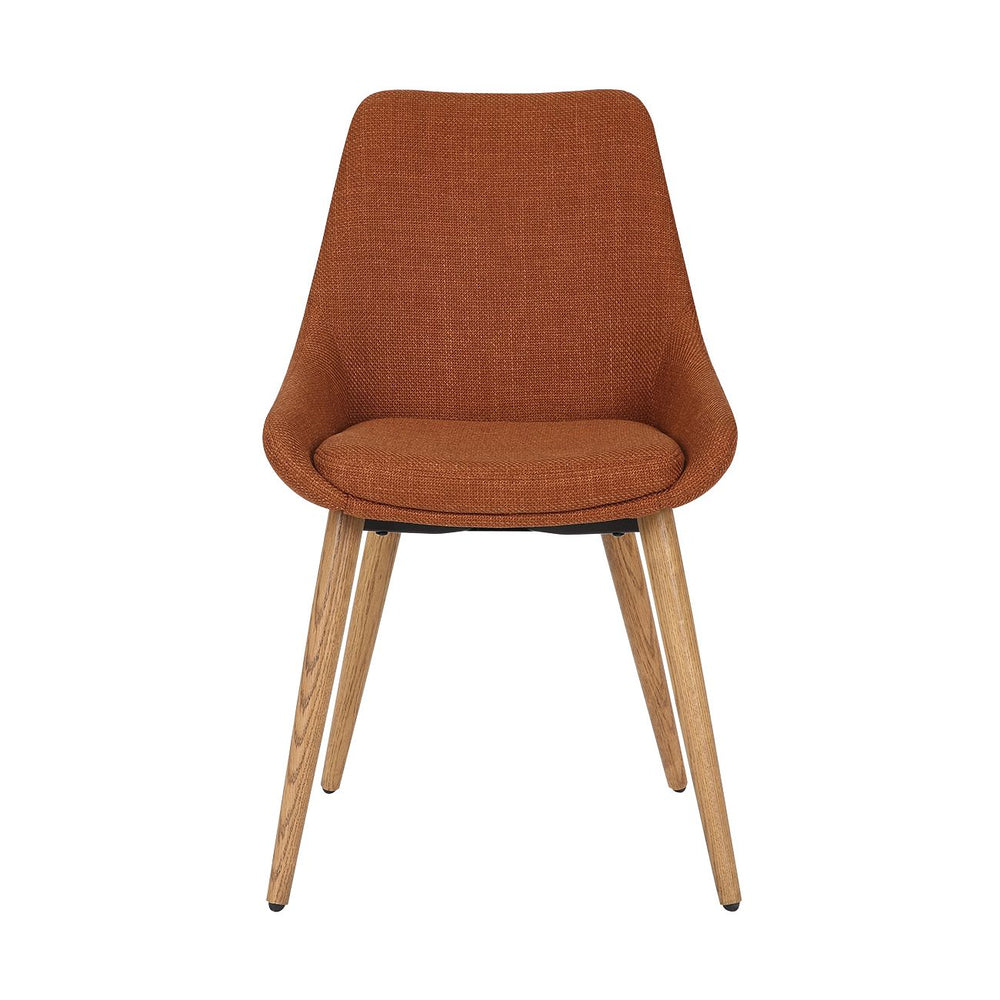 Chaise repas en tissu cognac pied chêne