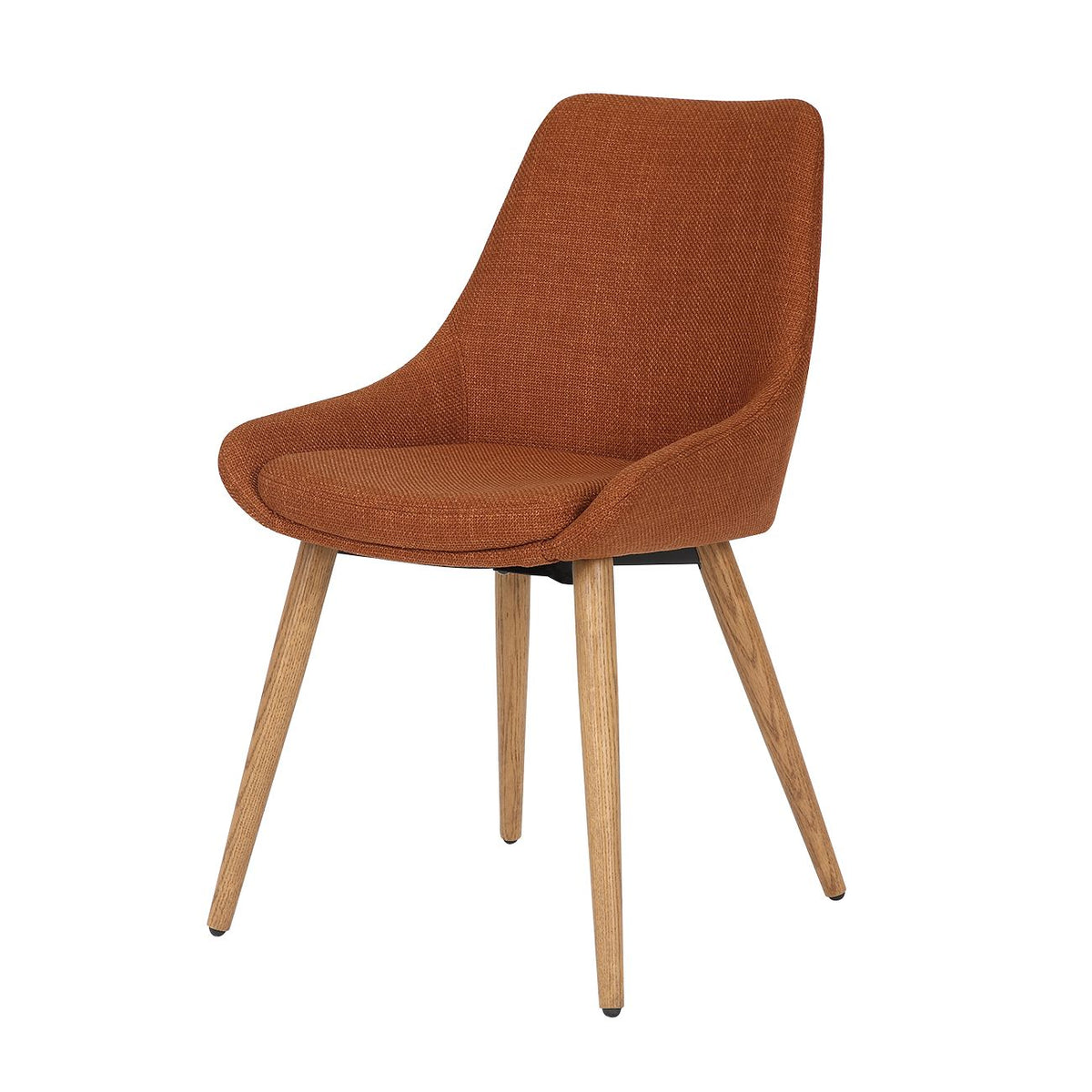 Chaise repas en tissu cognac pied chêne