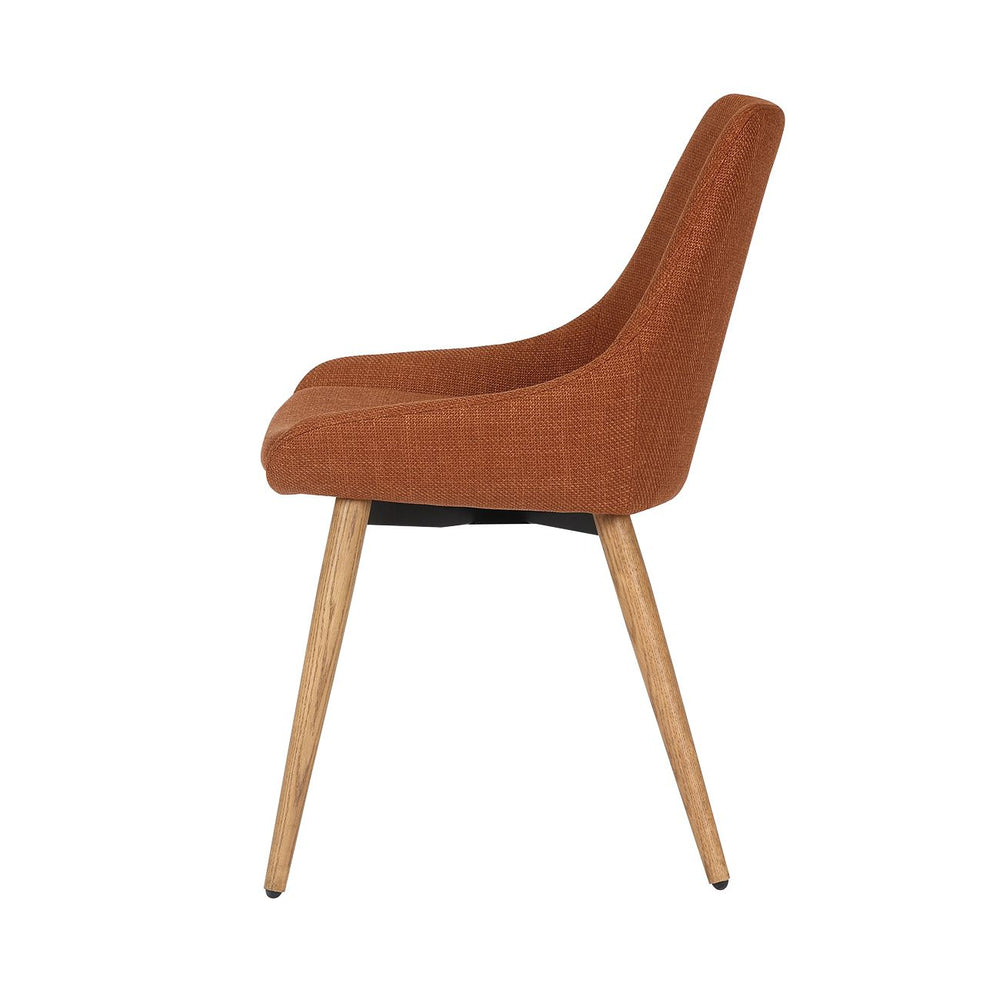 Chaise repas en tissu cognac pied chêne