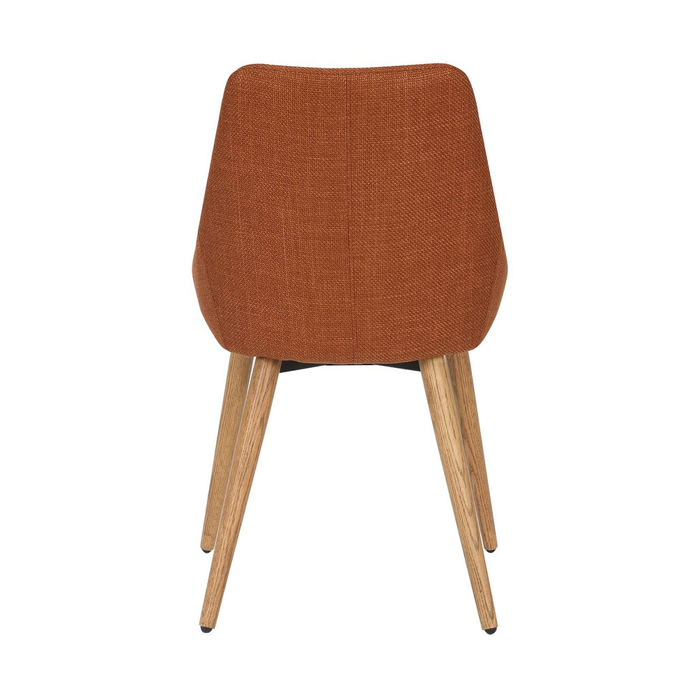 Chaise repas en tissu cognac pied chêne