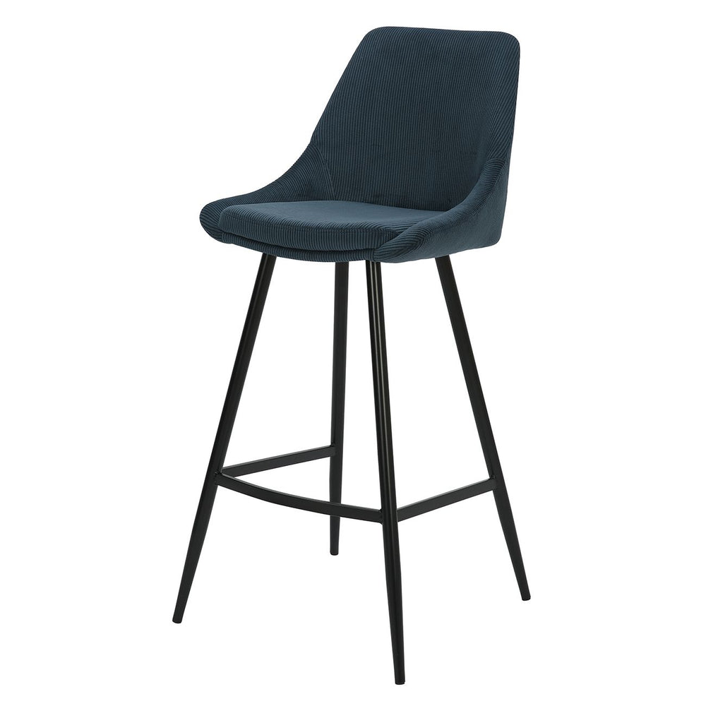 Chaise de bar velours côtelé bleu foncé