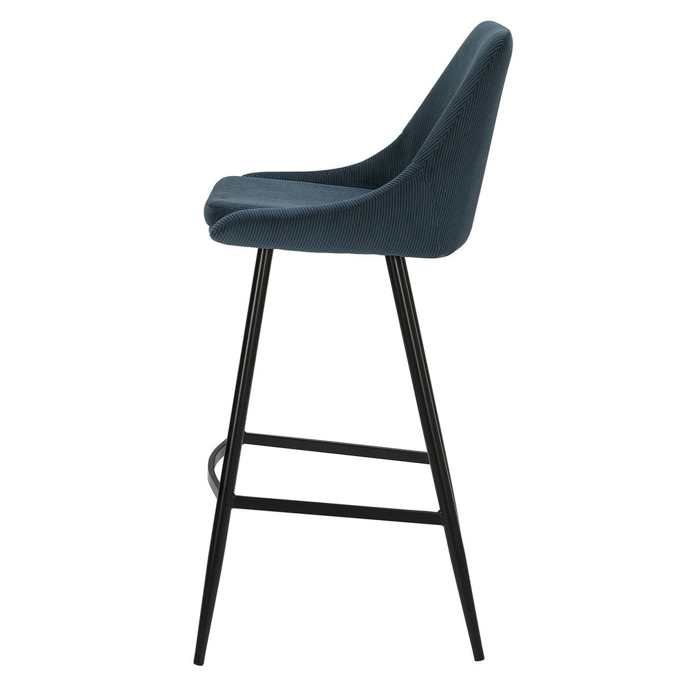 Chaise de bar velours côtelé bleu foncé