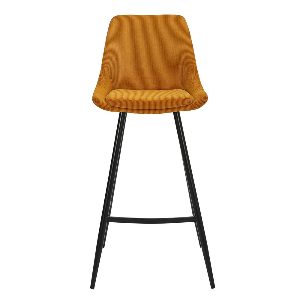 Chaise de bar velours côtelé jaune curry